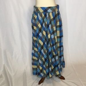 Stunning Gérard Ferret Boho Blue/Brown Plaid Skirt